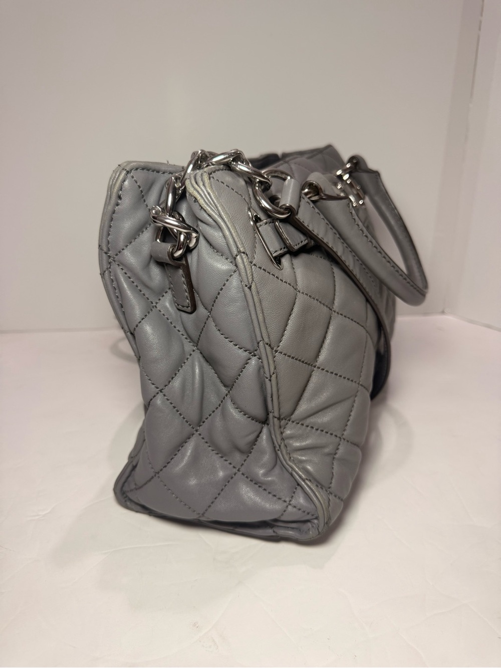 Michael Michael Kors Gray Quilted Leather Satchel Crossbody - Picture 11 of 14
